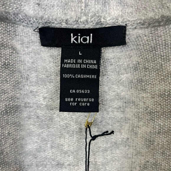 Kial NWT Women's 100% Cashmere Marled Gray Open Front Cardigan- Size Large - Picture 4 of 6